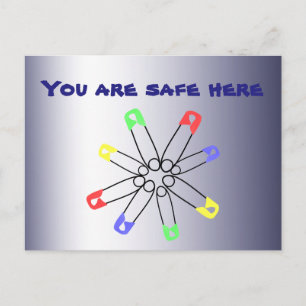 Carte Postale Arc-en-ciel Pin Solidarité Bleu Rouge Vert