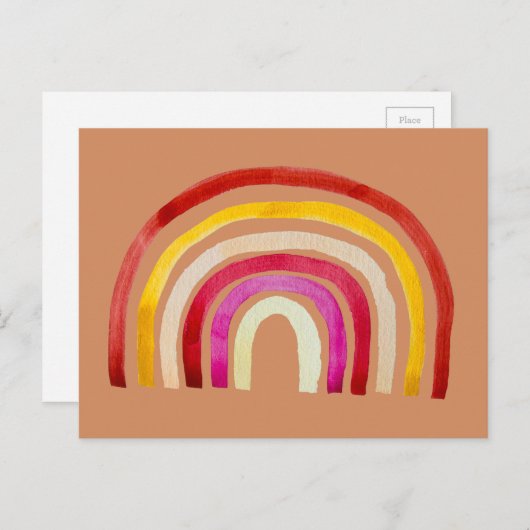 Carte Postale Arc-en-ciel rétro aquarelle mignon (Devant / Derrière)