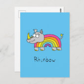 Carte postale arc-en-ciel Rhinbow Rhino (Devant / Derrière)