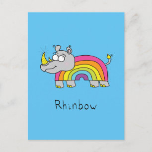 Carte postale arc-en-ciel Rhinbow Rhino
