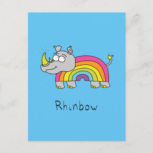 Carte postale arc-en-ciel Rhinbow Rhino (Devant)