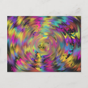 Carte Postale Arc-en-ciel Rose Jaune Spirale Funky Cool Art Abst
