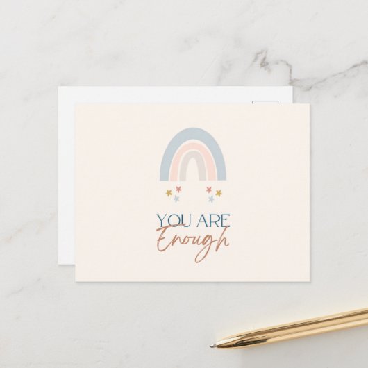 Carte Postale Arc-en-ciel Vous Êtes Suffisant Aquarelle Terreux (Devant/Arrière en situation)