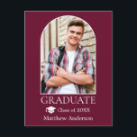 Carte Postale Arc moderne Casquette de grade Bourgogne Graduatio<br><div class="desc">Cadre photo Arc moderne - Photo Faire-part Postcard - Bourgogne - Bonnet de diplôme</div>