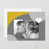 Carte Postale Arc moderne photo gris jaune Enregistrer la date (Devant / Derrière)