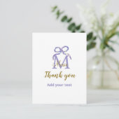 Carte Postale Arc pailleté violet ajouter nom lettre monogramme (Debout devant)