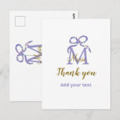 Carte Postale Arc pailleté violet ajouter nom lettre monogramme (Devant / Derrière)