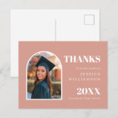 Carte Postale Arc rose Merci de graduation photo moderne (Devant / Derrière)