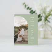Carte Postale Arc vert Dusty Photo QR Code Enregistrer la date (Debout devant)
