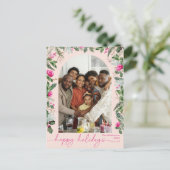 Carte Postale Arc vert rose vif Joyeux Vacances Photo (Debout devant)