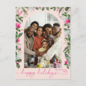 Carte Postale Arc vert rose vif Joyeux Vacances Photo (Devant)