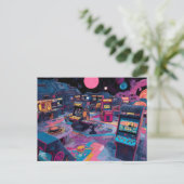 Carte Postale Arcade Rétro Futuriste dans l'Espace (Debout devant)
