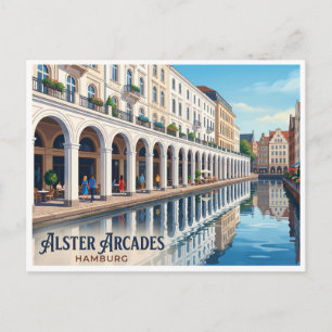 Carte Postale Arcades de l'Alster Hambourg Allemagne