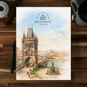 Carte Postale Arch Linux, Prague, République tchèque Aquarell