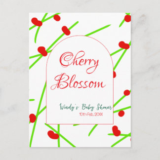 Carte Postale Arch shape cherry blossom red green baby shower na