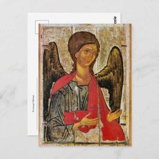 Carte Postale Archange Michael Icône orthodoxe byzantine (Devant / Derrière)