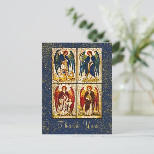 Carte Postale Archange Michael Parties scintillant or Marine Mer (Debout devant)