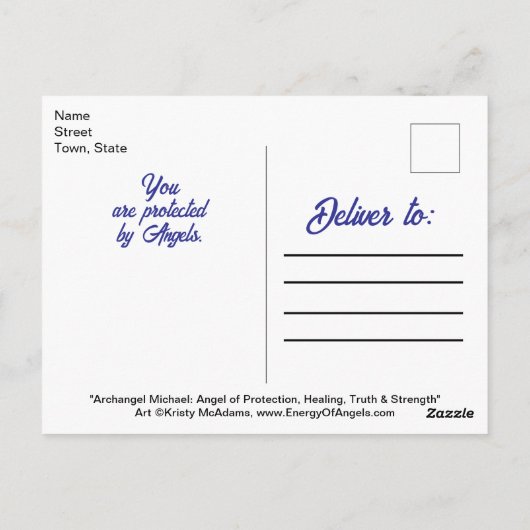 Carte Postale Archange Michael Protection Courage Ange Prière (Dos)