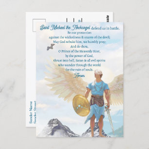Carte Postale Archange Michael Protection Courage Prière bleue