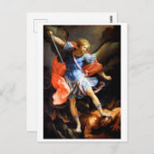 Carte Postale Archangel Michael piétine Satan, Guido Reni (Devant / Derrière)