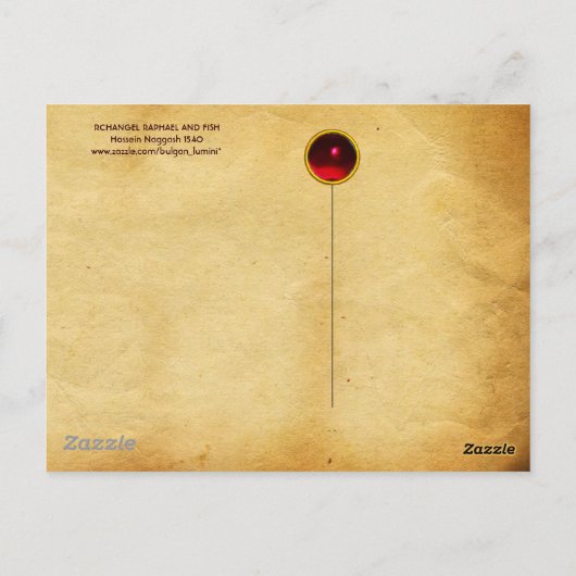 CARTE POSTALE ARCHANGEL RAPHAEL ET PARCHEMENT DE POISSON (Dos)