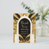 Carte Postale Arche Art déco Noir & Or Mariage Merci (Debout devant)
