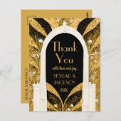 Carte Postale Arche Art déco Noir & Or Mariage Merci (Devant / Derrière)