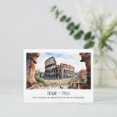 Carte Postale Arche d'aquarelle du Colisée Constantine Rome curi (Debout devant)