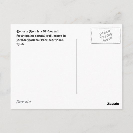 Carte Postale Arche Delicate Utah (Dos)