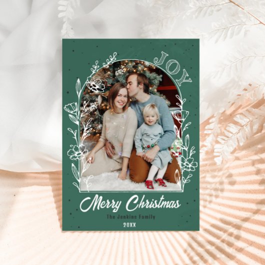 Carte Postale Arche photo familiale avec floral