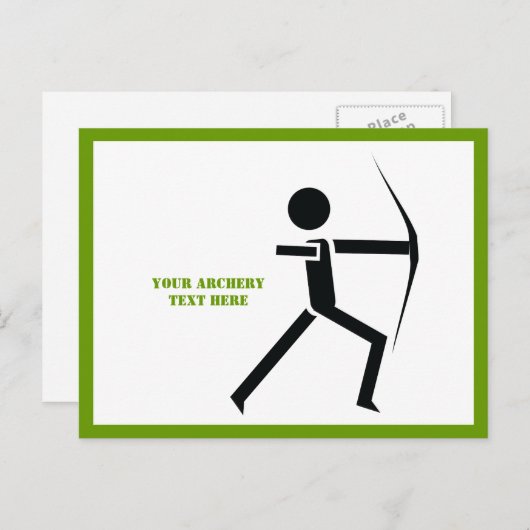 Carte Postale Archer avec son arc noir, tir à l'arc vert (Devant / Derrière)
