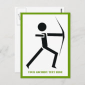 Carte Postale Archer avec son arc noir, tir à l'arc vert vertica (Devant / Derrière)
