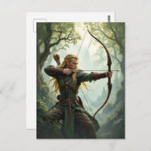 Carte Postale Archer elfe du royaume des bois (Devant / Derrière)