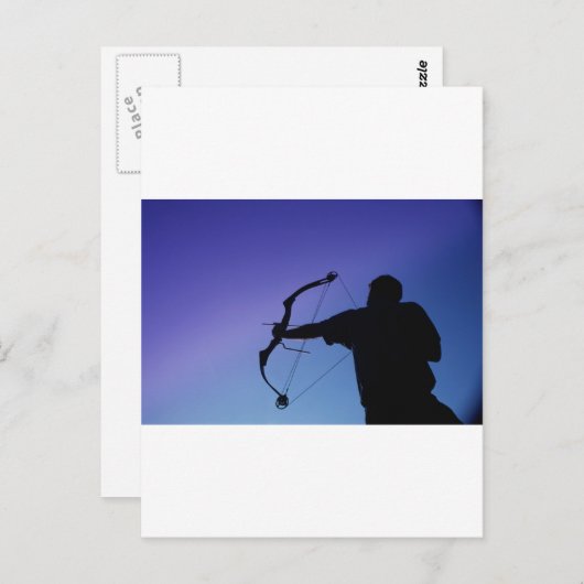 CARTE POSTALE ARCHER SILHOUETTE BOW MAN (Devant / Derrière)
