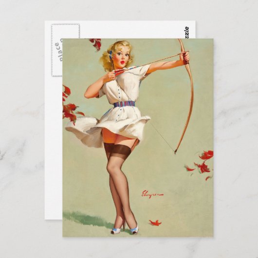 Carte Postale Archery Pin-up (Devant / Derrière)