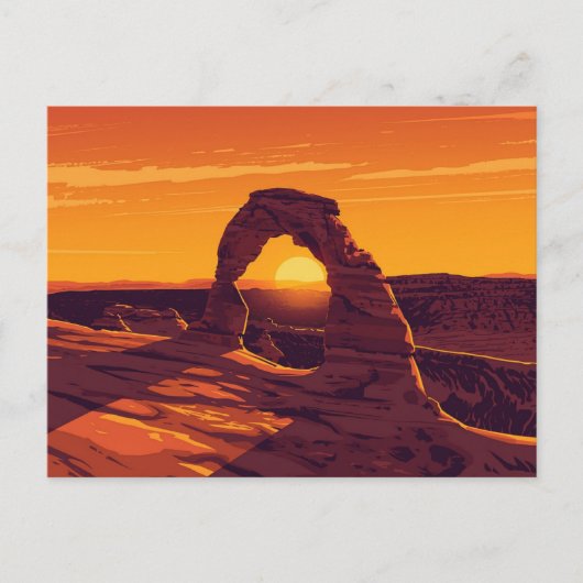 Carte Postale Arches Delicate Arch Coucher de Soleil Art (Devant)
