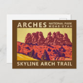 Carte Postale Arches National Park Utah Skyline Arch Trail Retro (Devant / Derrière)