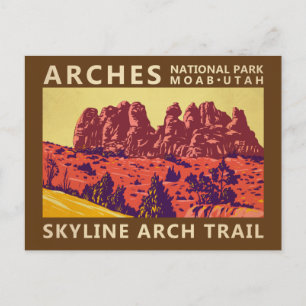 Carte Postale Arches National Park Utah Skyline Arch Trail Retro