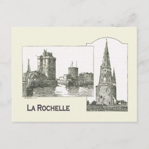 Carte Postale Archétologie, La Rochelle, entrée du port, église