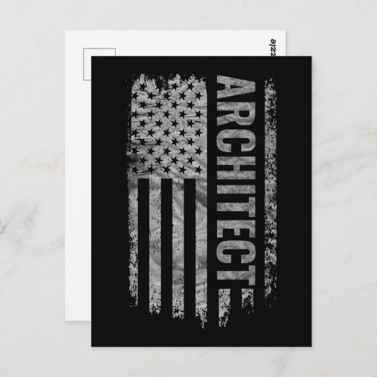 Carte Postale Architect USA Flag Distressed design (Devant / Derrière)