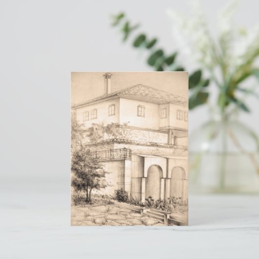 Carte Postale Architecture Maison traditionnelle Dessin d'art (Debout devant)