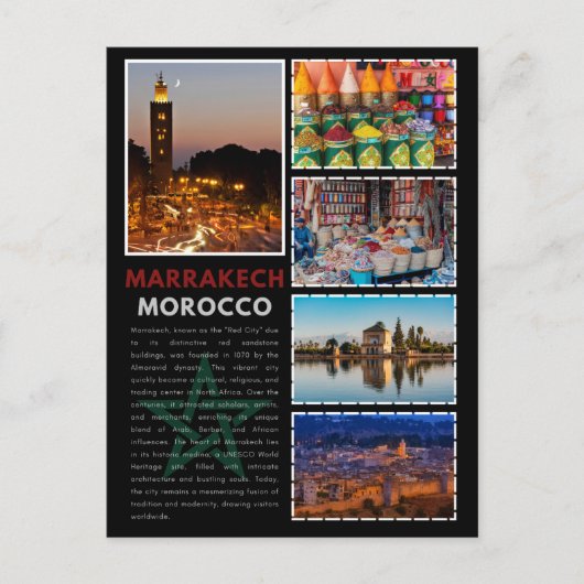 Carte Postale Architecture marocaine de Marrakech colorée (Devant)
