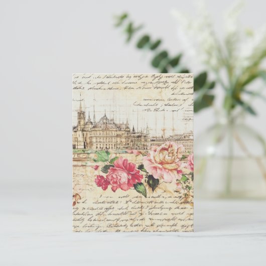 Carte Postale Architecture vintage et Art Rose (Debout devant)