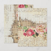 Carte Postale Architecture vintage et Art Rose (Devant / Derrière)