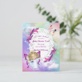 Carte Postale Arcs-en-ciel, nuages fluides et Baby shower papill (Debout devant)