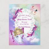Carte Postale Arcs-en-ciel, nuages fluides et Baby shower papill (Devant)
