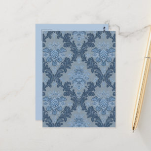 Carte Postale Ardoise Bleu Foncé Poudre Bleue Douce Élégant Dama
