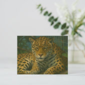Carte Postale Ardoise dorée - Leopard reposant en feuillage (Debout devant)