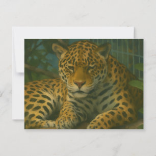 Carte Postale Ardoise dorée - Leopard reposant en feuillage