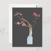 Carte Postale Ardoise en sakura cerise en fleurs (Devant / Derrière)